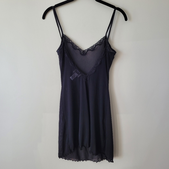 La Senza Black Sheer Mesh and Lace Trimmed Chemise  Size S - Picture 2 of 11